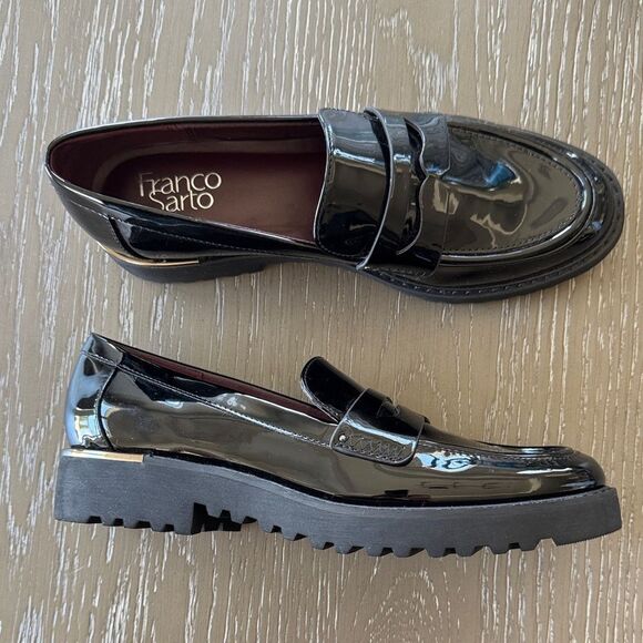 Franco Sarto Shoes - SOLD Franco Sarto Women’s Glossy Patent Black Penny Loafers Size 7.5M EUC
